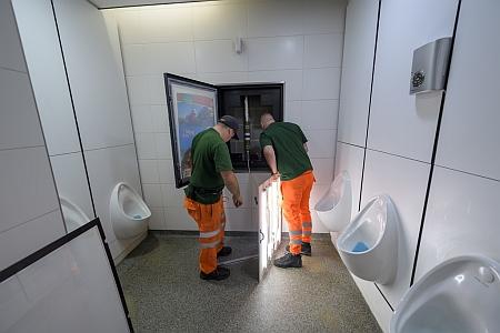 Metcor engineers inspecting retail park washrooms